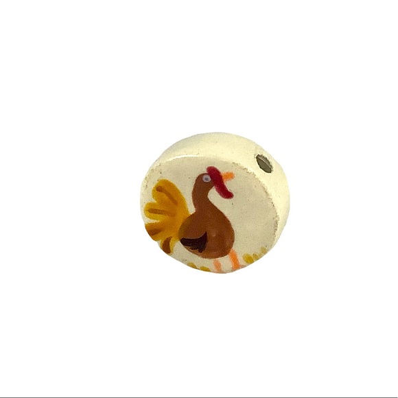 Handcrafted Handpainted Ceramic Turkey Bead 1.25"